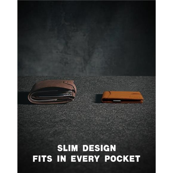 Slim Money Clip Wallets Men RFID Blocking Card‎ Holder Minimalist Leather Brown - Picture 4 of 5